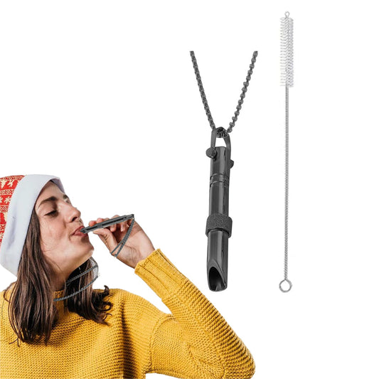 Mindful Breathing Necklace Calming Necklace Meditation Necklace with Cleaning Brush Black