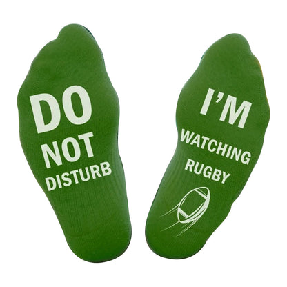 Pair of I'M WATCHING Unisex RUGBY Rugby Socks for Football Lover Green