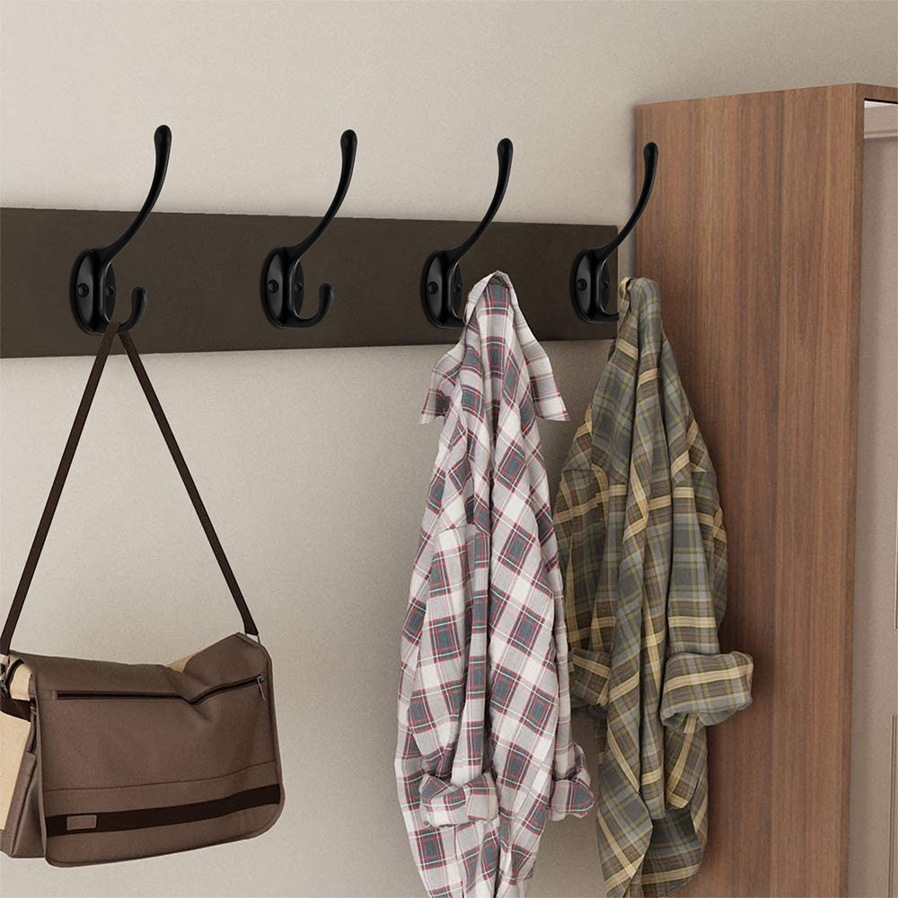 10Pcs Coat Hooks Wall Hooks Mounted Farmhouse Coat Hangers for Bags Caps Keys-Black
