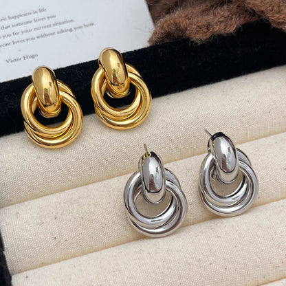 2 Pairs Women’s Geometric Dangle Drop Earrings with Large Knot Design