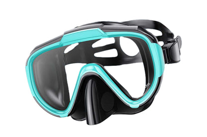 Diving Mask Anti-Fog Panoramic View Snorkel Dry Top Snorkeling Gear For Adults-Black With Green