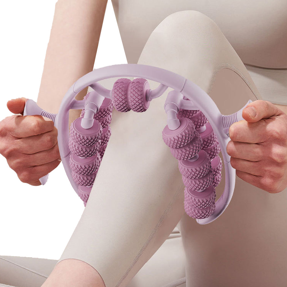 26 Wheels Annular Leg Clamp Massager Leg Massage Device Manual Muscle Relaxer Pink