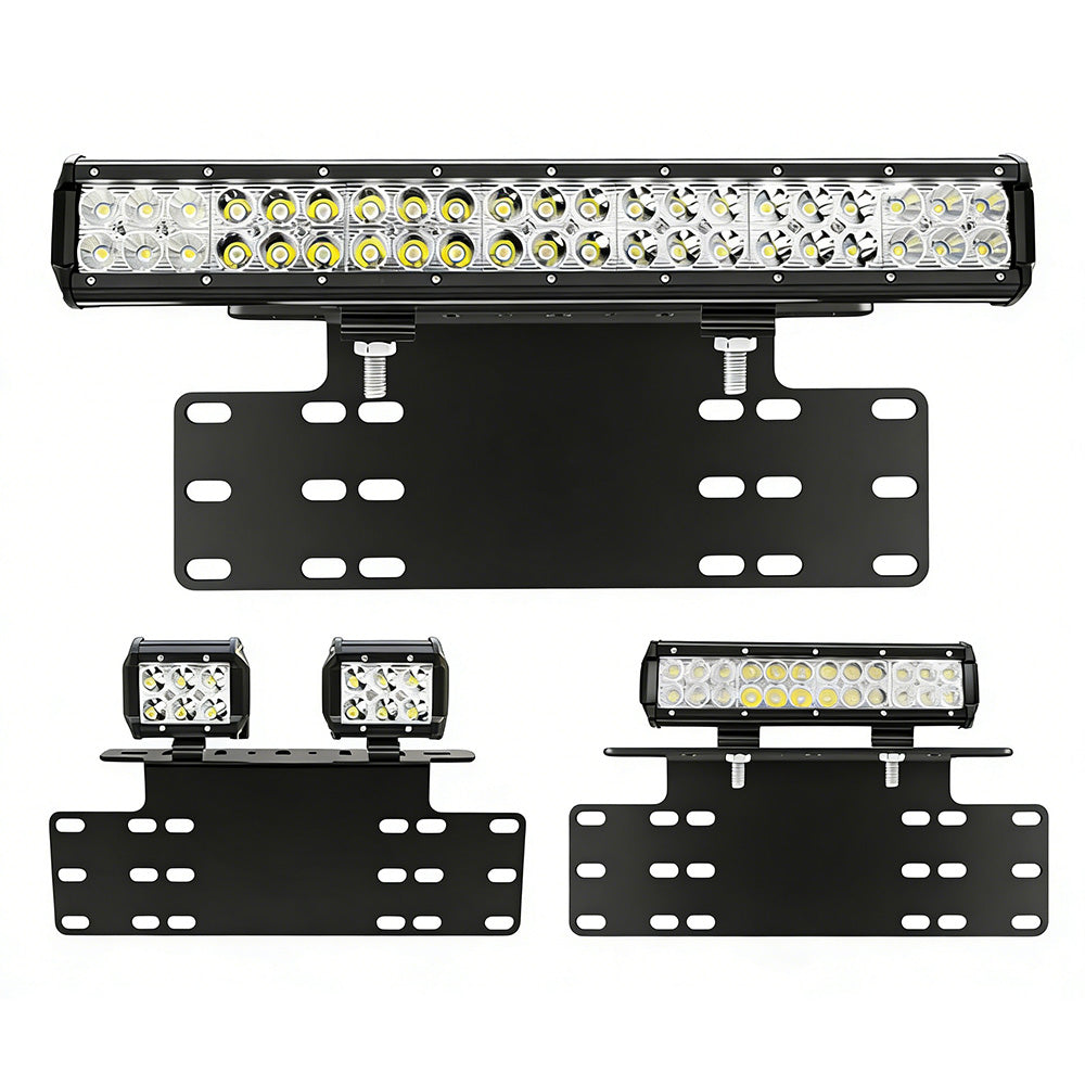 Universal Auxiliary Light Bracket License Plate Mount Metal for Jeep SUV Pickup Truck