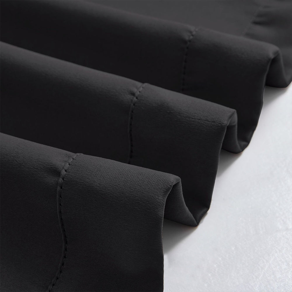 Thermal Insulated Tie Up Window Shade Light Blocking Curtain Black