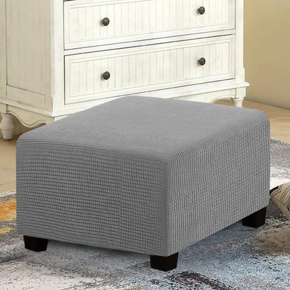 Elastic Jacquard Footrest Cover with Textured Stripes and Elastic Strap - Ligth Grey
