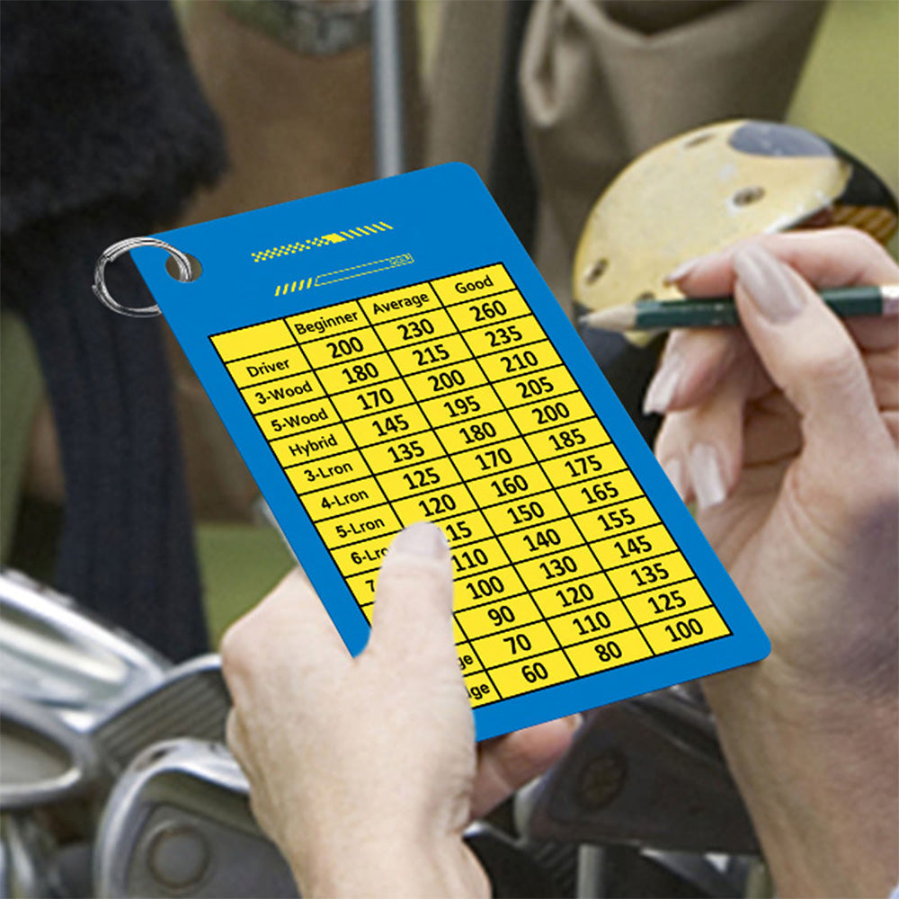 2 PCS Golf Club Range Chart Cards  Card Golf Score Cards Golf Club Distance Card with Clips