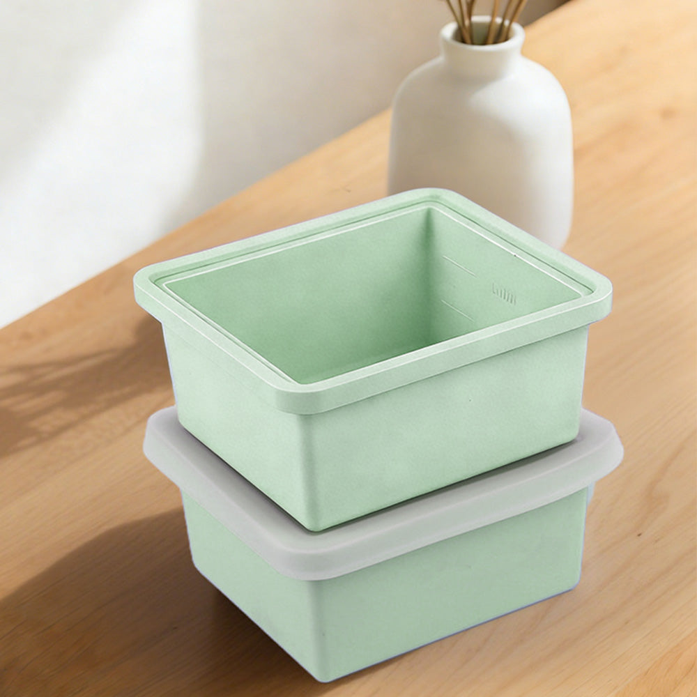 2Pcs Silicone Freezer Trays with Lid Soup Freezer Container Microwave Dishwasher Safe-Green
