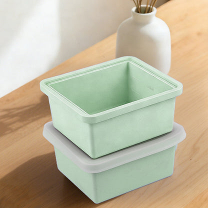 2Pcs Silicone Freezer Trays with Lid Soup Freezer Container Microwave Dishwasher Safe-Green