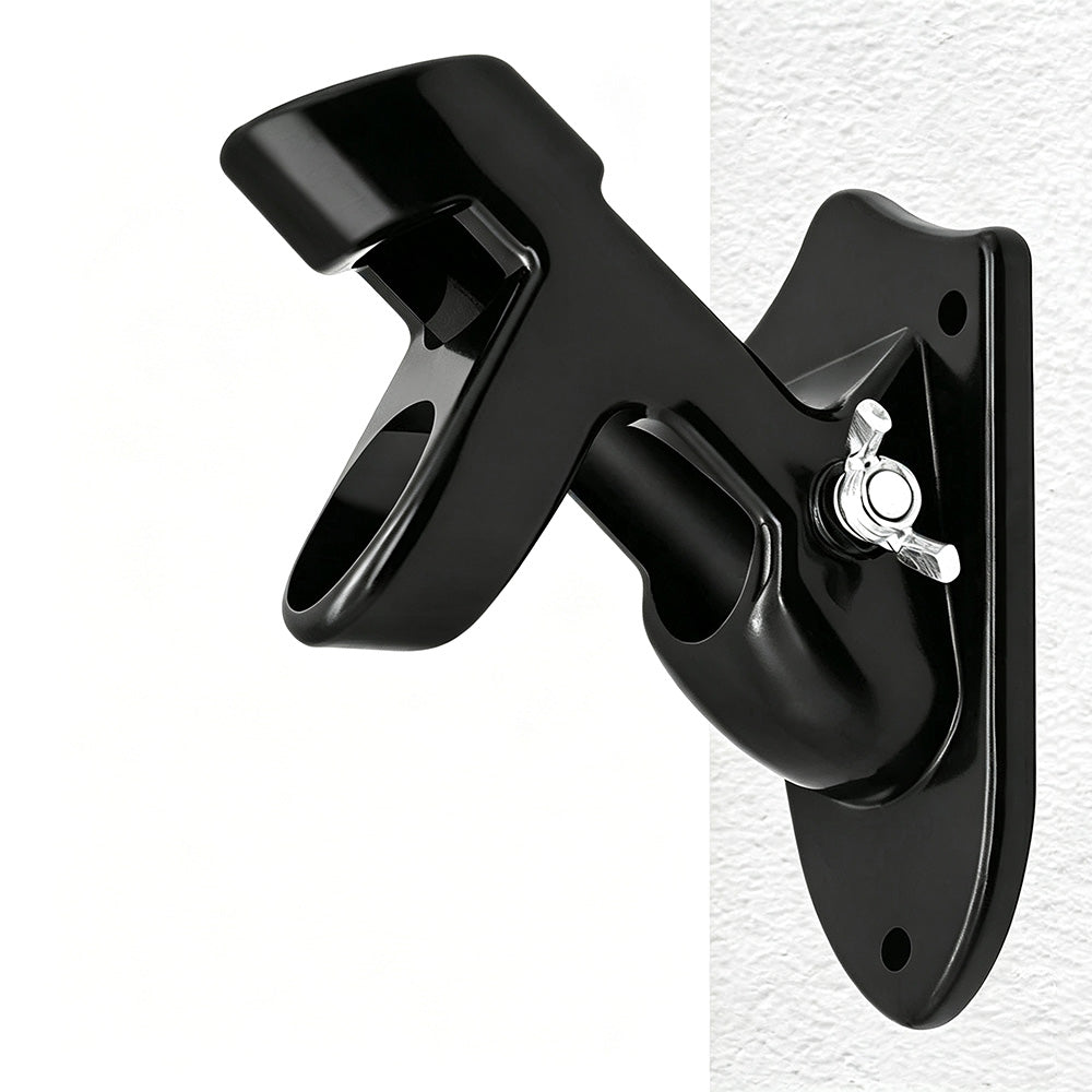 Dual Hole Adjustable Aluminum Flag Pole Wall Mount Holder - Black