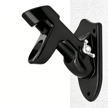 Dual Hole Adjustable Aluminum Flag Pole Wall Mount Holder - Black