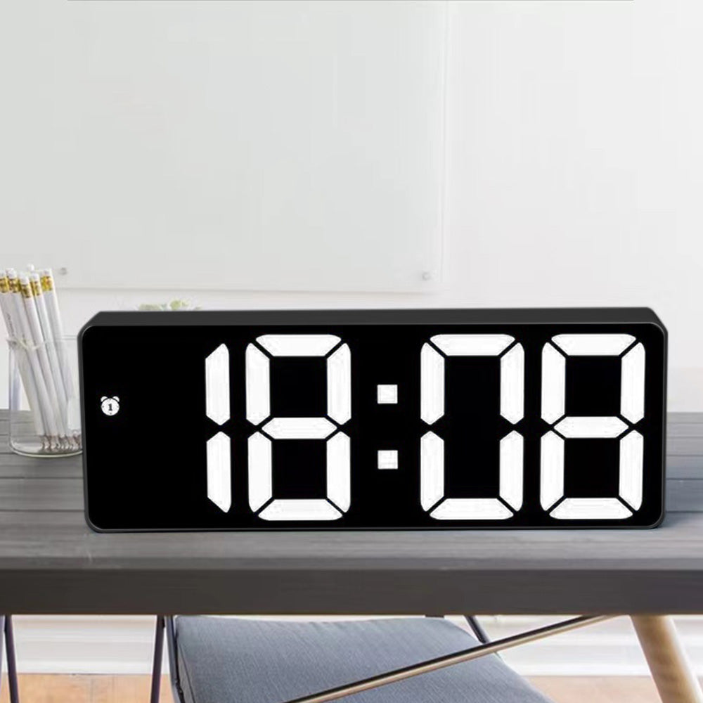 Digital Desk Alarm Clock with Temperature Date - White