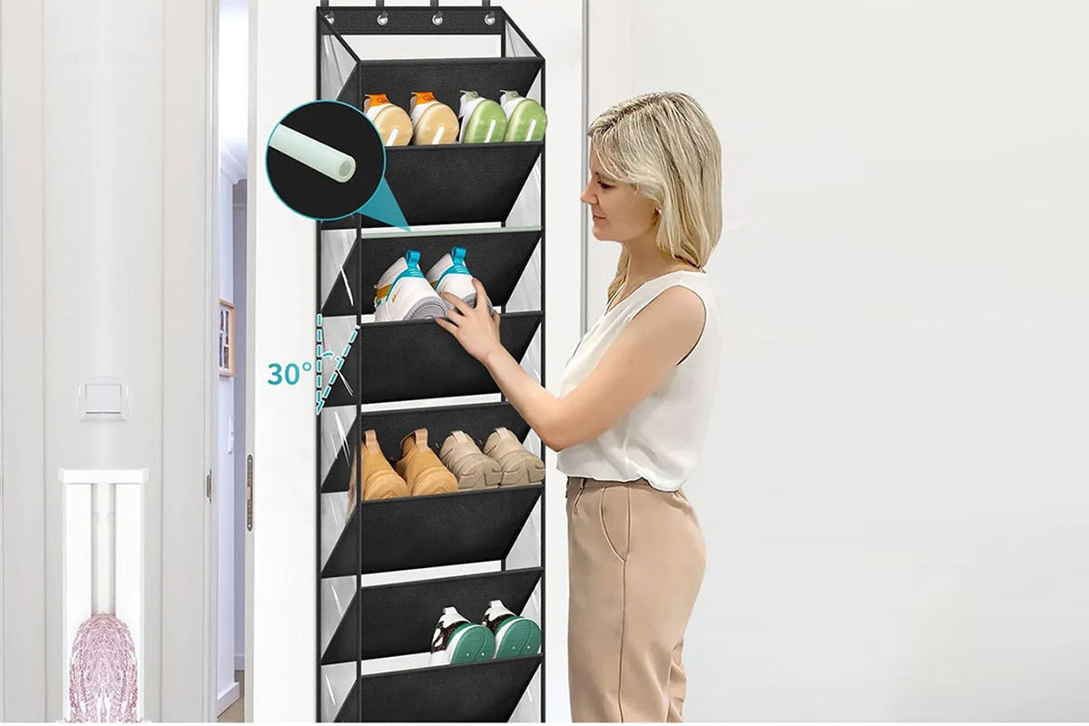 Fit 20 Pairs Over the Door Shoe Organizer for Closet with Large Deep Pockets 10 Tier Shoe Holder Hanging Boots Storage