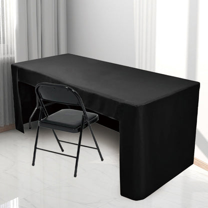 6 ft Fitted Polyester Table Cover with Skirt for Conferences and Trade Shows - Black