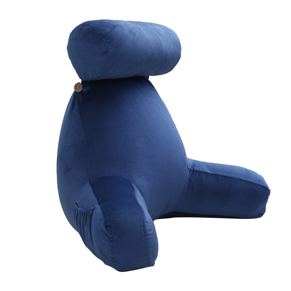 Backrest Pillow Neck Lumbar Support Chair Cushion with Arms Headrest Blue