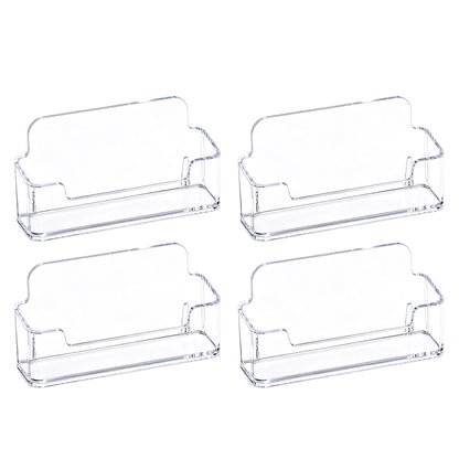 4Pcs Business Card Holder for Desk Clear Plastic Business Card Display Stand