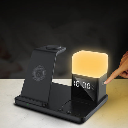 6-in-1 Wireless Charging Station for Multiple Devices with Alarm Clock and Night Light for Apple Devices