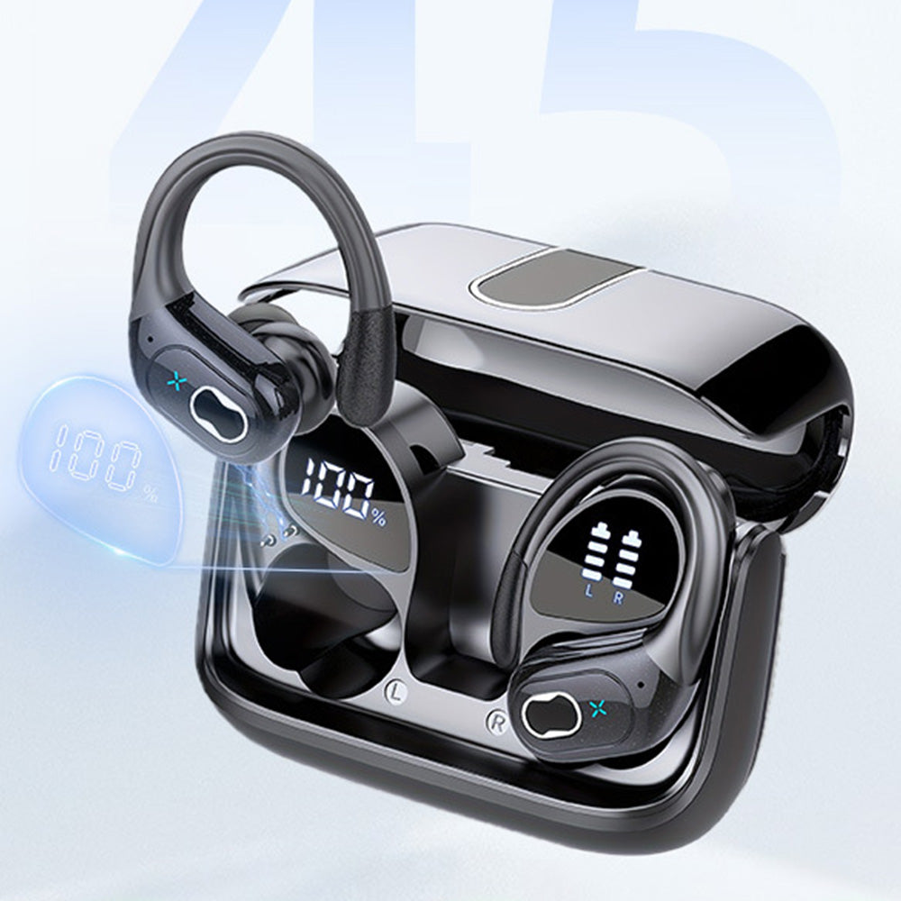 Wireless Bluetooth 5.4 Headphone Over Ear Bud IPX5 Waterproof Earphone for Sport Running-Black