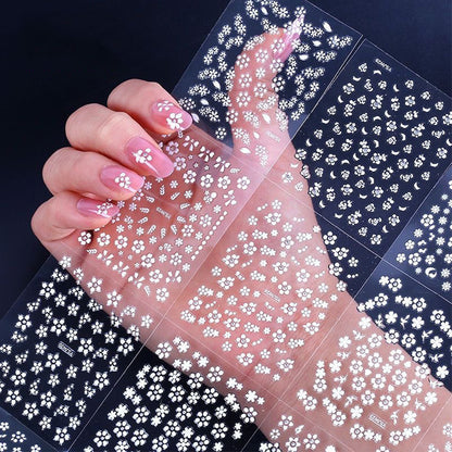 90 Piece 3D Floral Self Adhesive Nail Stickers for DIY Nail Art Decoration