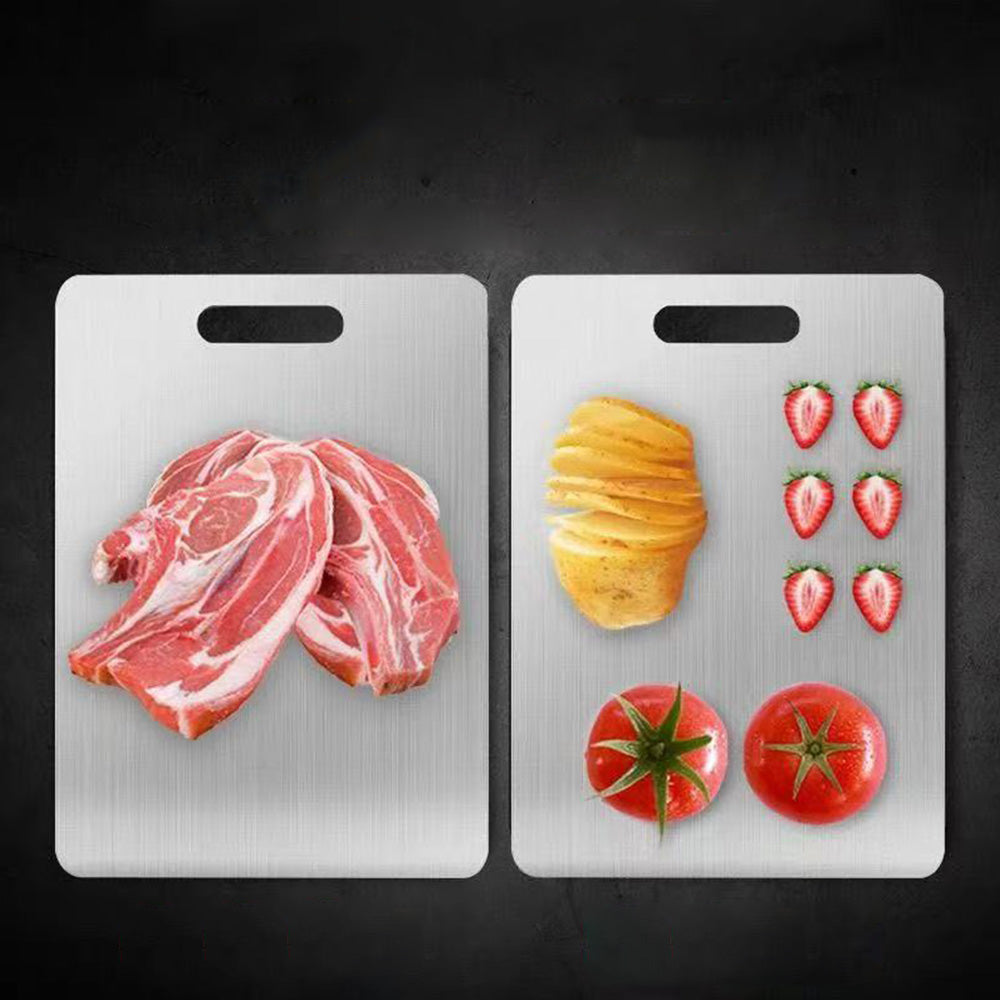 Dual Sided Stainless Steel Cutting Board with Hanging Hole