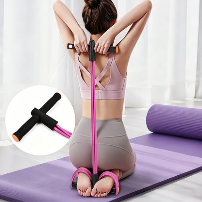 6 Tube Sit Up Pedal Resistance Band with Handle for Home Gym