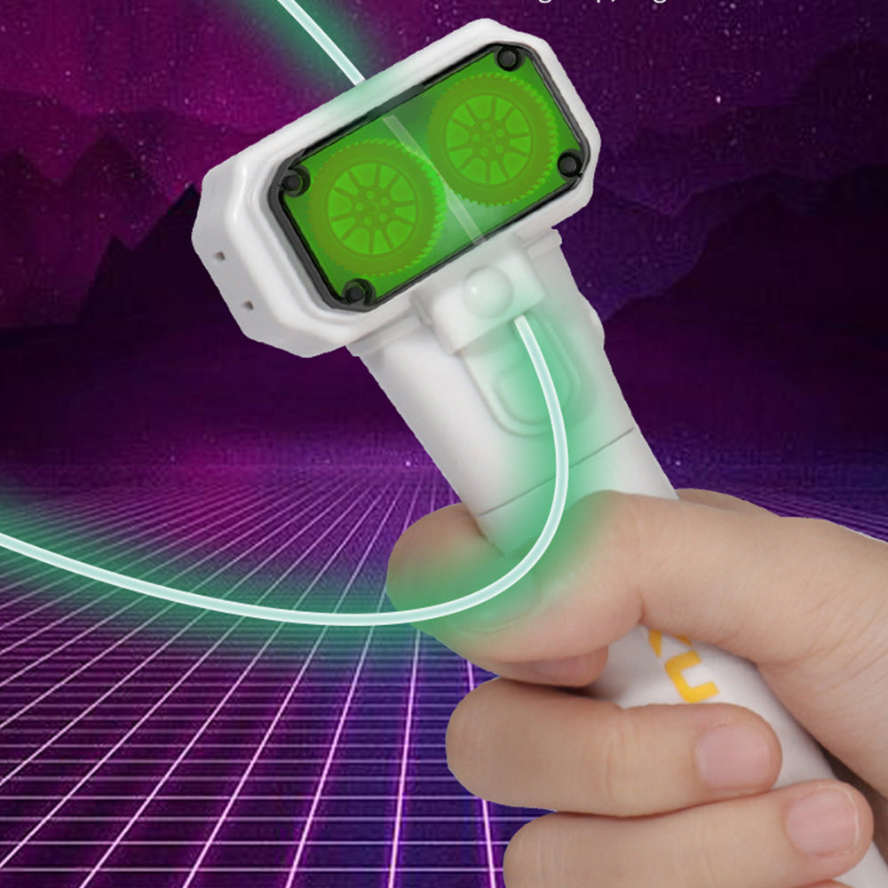 Handheld Double Wheel Rope Launcher Glow In the Dark Lasso Loop Fidget Toy-White