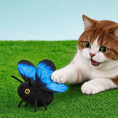 Electric Butterfly Cat Toy with Flapping Wings 3 Modes and Touch Activation - Blue