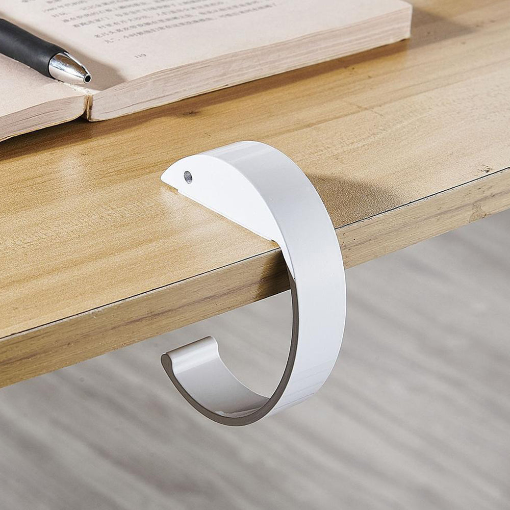 Set of 2Pcs C-Shape Hooks Purse Handbag Hangers for Table Desk White