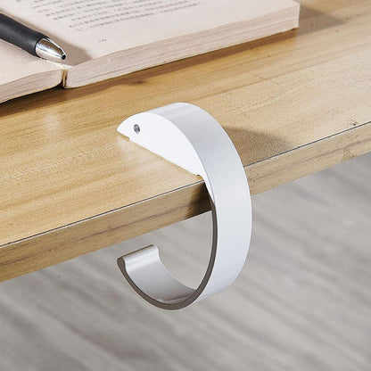 Set of 2Pcs C-Shape Hooks Purse Handbag Hangers for Table Desk White