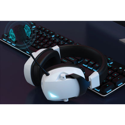 Wireless Gaming Headset Bluetooth 5.3 Wireless Gaming Headphones Detachable Flexible Microphone-White