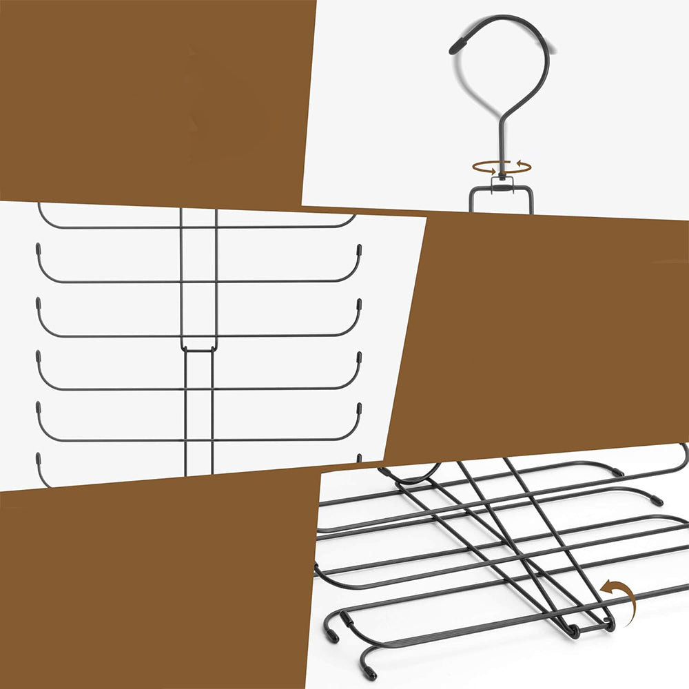 10 Layer Folding Scarf Hanger Organizer for Closet Space Saving-Black