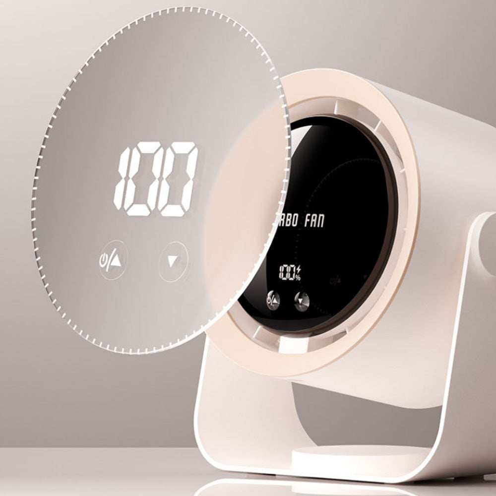 Digital Display Desk Fan Air Circulator Quiet Fan 100 Speeds Adjustable Table Fan for Camping Office Dorm Khaki