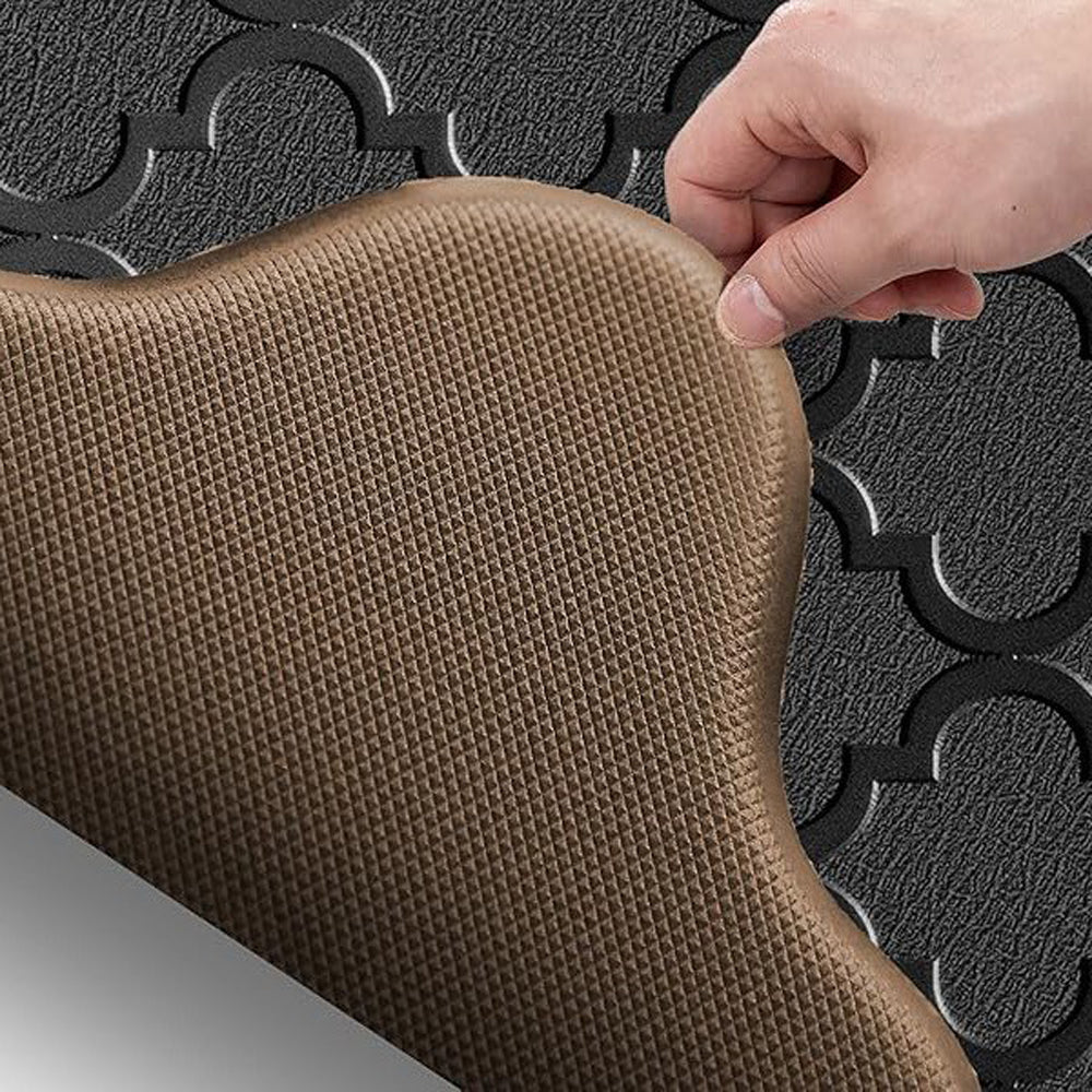 2Pcs PVC Kitchen Mat Set-Black