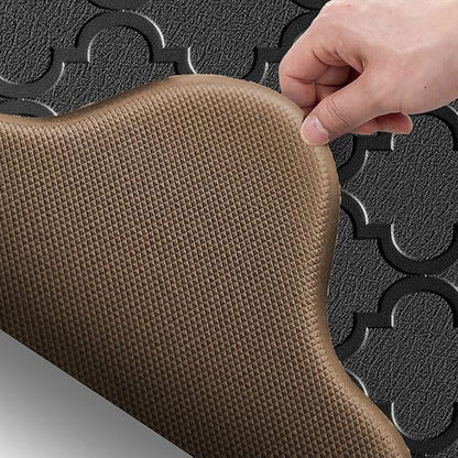 2Pcs PVC Kitchen Mat Set-Black