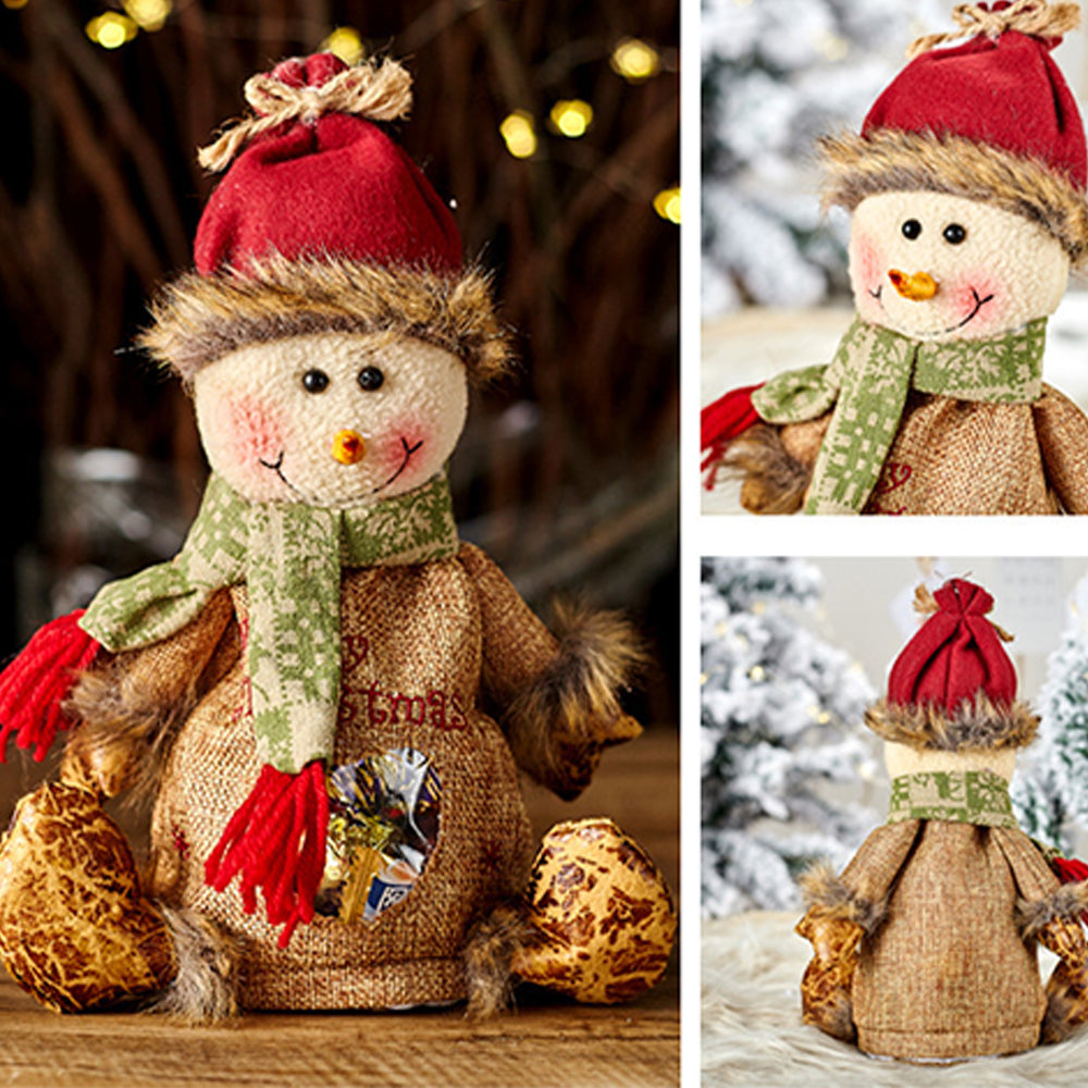 3 Pack Christmas Gift Bags with Zipper Burlap Candy Apple Pouch
