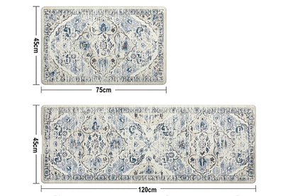 2Pcs Boho Anti-Fatigue Kitchen Mats Non-Slip Cushioned for Kitchen Sink Laundry -Navy Blue