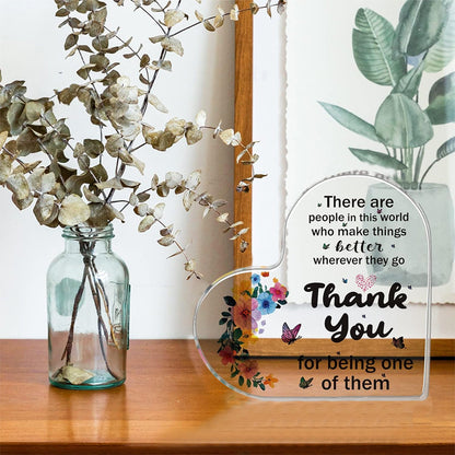 Appreciation Gift Acrylic Heart Shaped Keepsake Desktop Decor for Graduation Thanksgiving