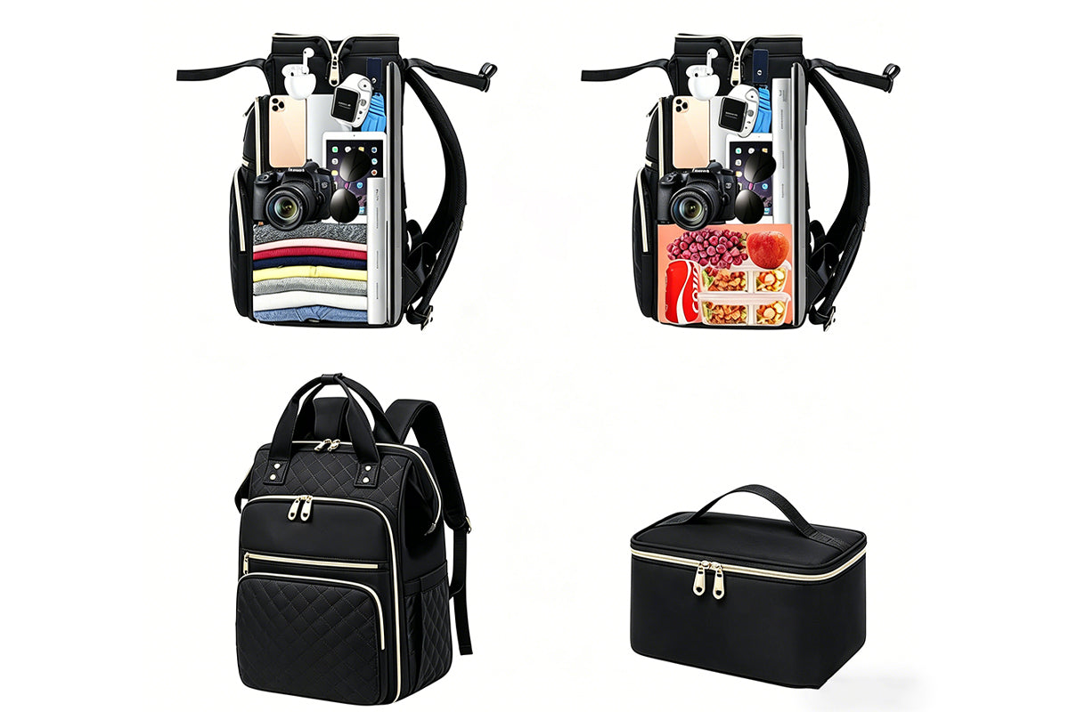 2-in-1 Laptop Lunch Backpack - Black