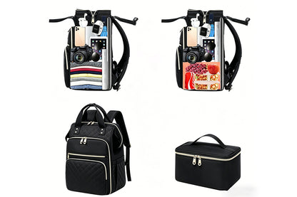2-in-1 Laptop Lunch Backpack - Black