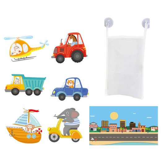 Set of DIY Cartoon Animals Cars Wall Stickers -Green