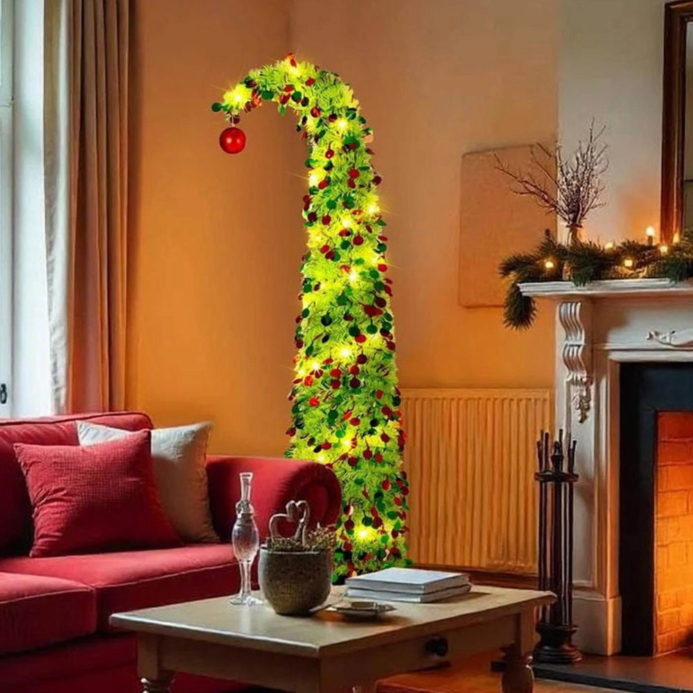 150cm Bendable Christmas Tree Curved Top Tinsel Xmas Tree Christmas Decor Light Green