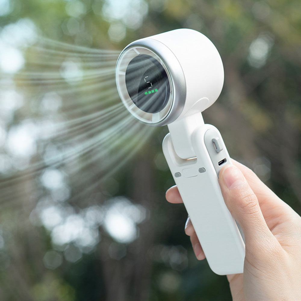 Portable Handheld Turbo Fan with 5-Speed Settings Mini Travel Fan for Beach and Outdoor Use White
