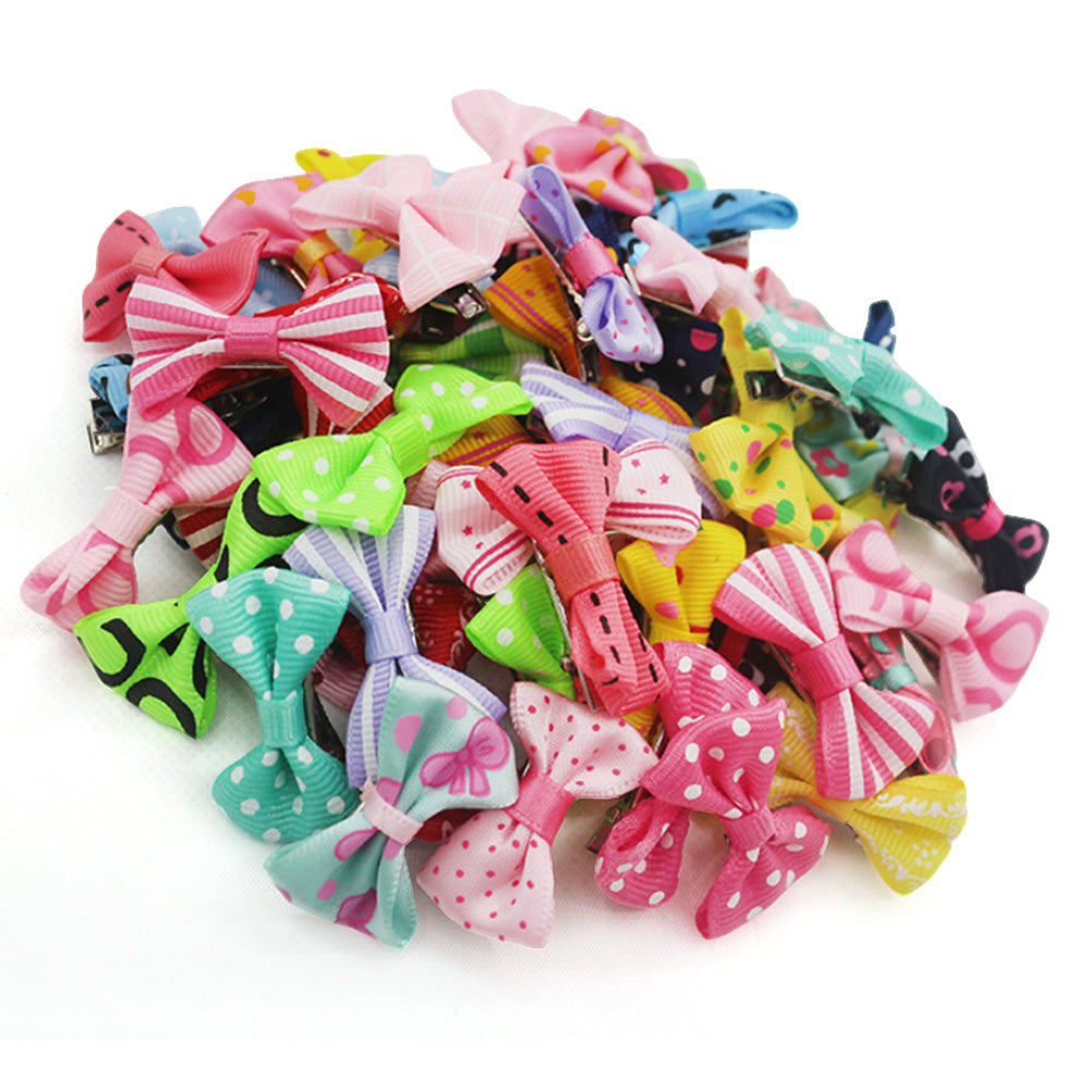 60PCS Pet Bowknot Hair Bows with Clips for Pet Grooming and Decoration