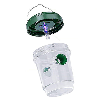 2 Pack Solar Powered Wasp Traps Outdoor Hanging Carpenter Bee Catchers Green