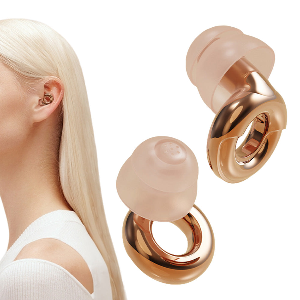 Silicone Noise Reduction Earplugs with 3 Pairs of Ear Tips - Gold