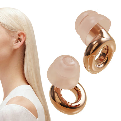 Silicone Noise Reduction Earplugs with 3 Pairs of Ear Tips - Gold