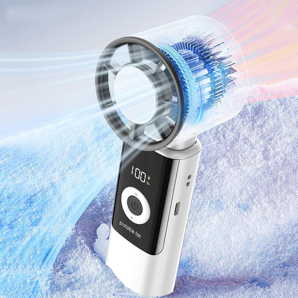 Semiconductor Cooling Handheld Fan 199 Speeds Portable Fan - White