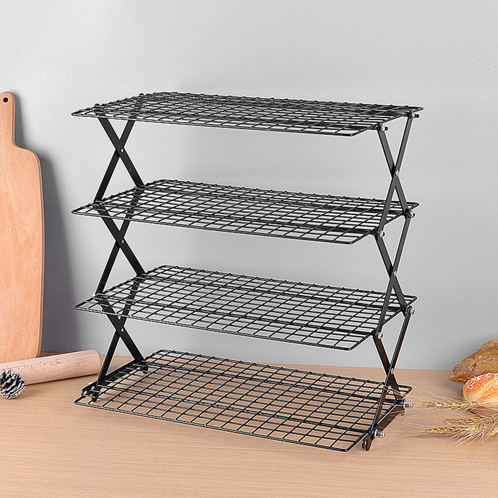4 Tier Foldable Cooling Rack Stackable Wire Rack for Baking and Cooking