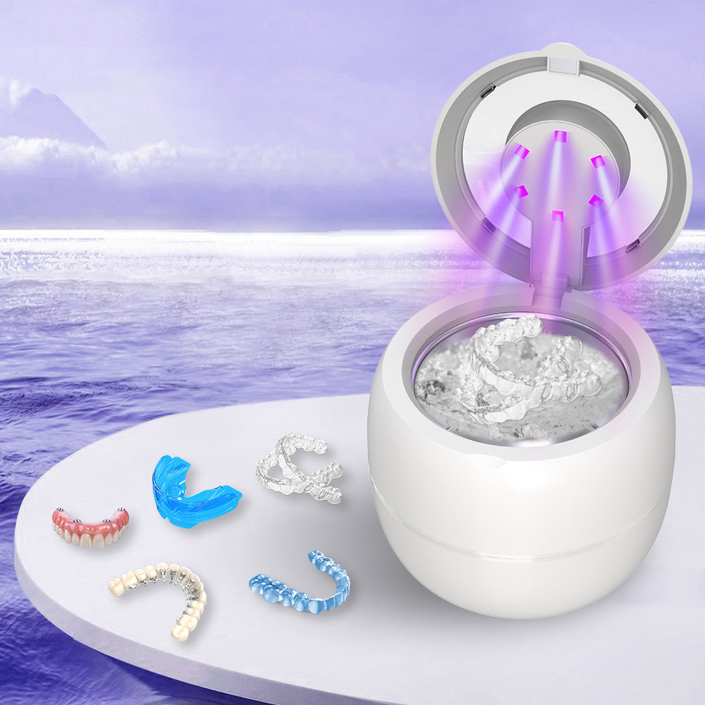 Ultrasonic Retainer Cleaner Machine Dentures Cleaner for Night Guards-White