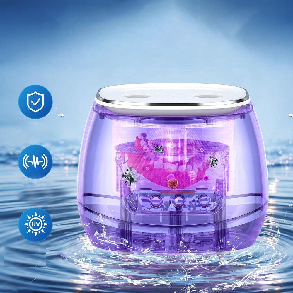 Ultrasonic Retainer Cleaner with UV Sterilizer 45kHz Denture Cleaner Machine-White