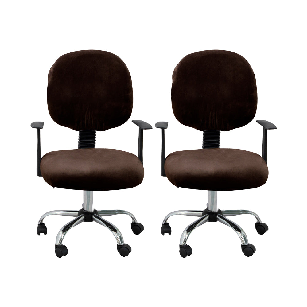2 Set of 2 Pieces Split Stretch Chair Slipcovers Universal Rotating Desk Chair Protectors-Black